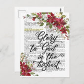 Glorie aan God in de Hoogste Bijbel Verse Pagina Briefkaart (Voorkant / Achterkant)