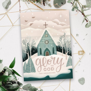 Glorie aan God Kerst-winterkerk Feestdagenkaart
