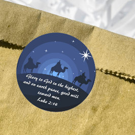 Glorie aan God Lukas 2:14 Kerstmis Wijzen Ster Ronde Sticker