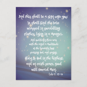 Glorie aan God Luke Bijbel Verzen Kerstmis Briefkaart