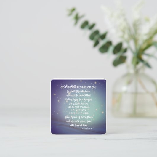 Glorie aan God Luke Bijbel Verzen Kerstmis Informatiekaartje (Staand voorkant)