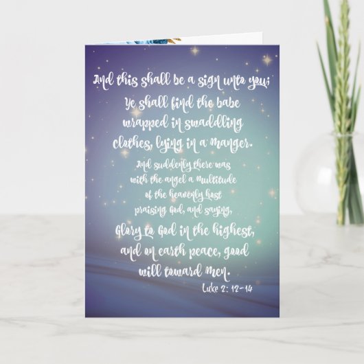 Glorie aan God Luke Bijbel Verzen Kerstmis Kaart (Voorkant)