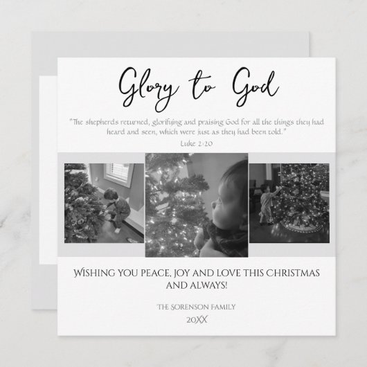 Glorie aan God Modern Simple Scripture Kerstmis Feestdagenkaart (Voorkant / Achterkant)