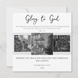 Glorie aan God Modern Simple Scripture Kerstmis Feestdagenkaart