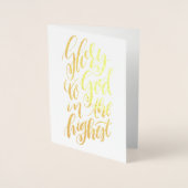 Glorie aan God religieuze handgeschreven Kerstmis Folie Kaarten (Voorkant)