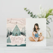 Glorie aan God | Religieuze Kerst Foto Feestdagenkaart (Staand voorkant)