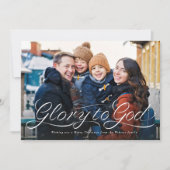 Glorie aan God script religieuze foto Kerstmis Feestdagenkaart (Voorkant)
