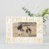 Glorie aan God Waterverf Brush Lettering Feestdagenkaart (Staand voorkant)