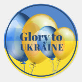 Glorie aan Oekraïne Blauwe Gele ballonnen Ronde Sticker (Voorkant)
