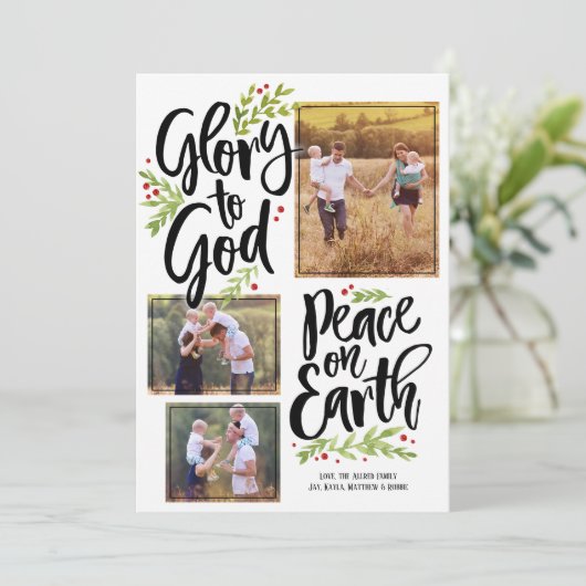 Glorie en Vrede | Kerstfotokaart Feestdagenkaart (Staand voorkant)