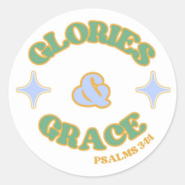 Glories en Genade Sticker, Bubble Letter Sticker, Ronde Sticker