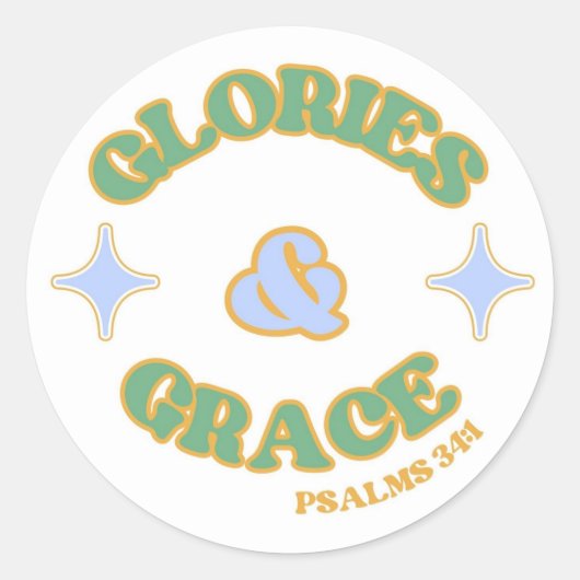Glories en Genade Sticker, Bubble Letter Sticker, Ronde Sticker (Voorkant)