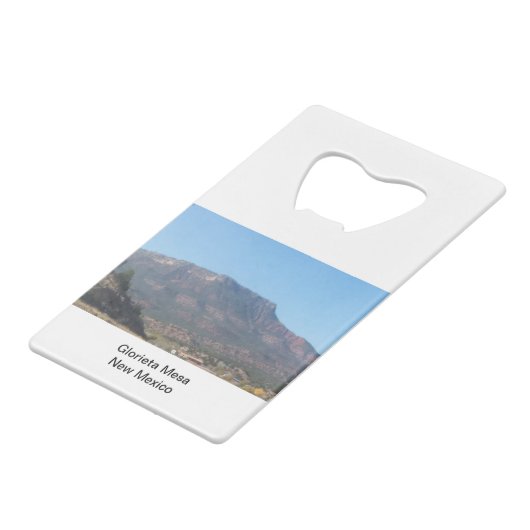 Glorieta Mesa Creditkaart Flessenopener (Voorkant Gekanteld)
