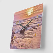 Glorieuze oceaan zonsondergang vierkante klok (Hoek)