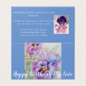 Glorieuze Paarse Pansy Schilderij Liefde Verjaarda Kaart (Buitenkant ongevouwen)