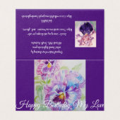 Glorieuze Paarse Pansy Schilderij Liefde Verjaarda Kaart (Buitenkant ongevouwen)