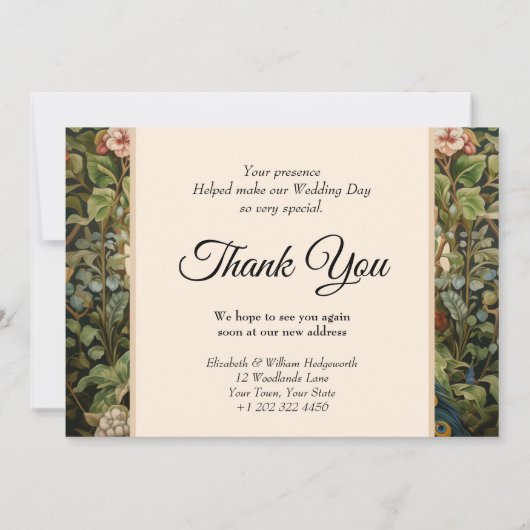 Glorieuze Peacock  bedankjes Bedankkaart (Achterkant)