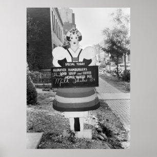 Glorified Hamburgers Adverteren Sign - 1938 Poster