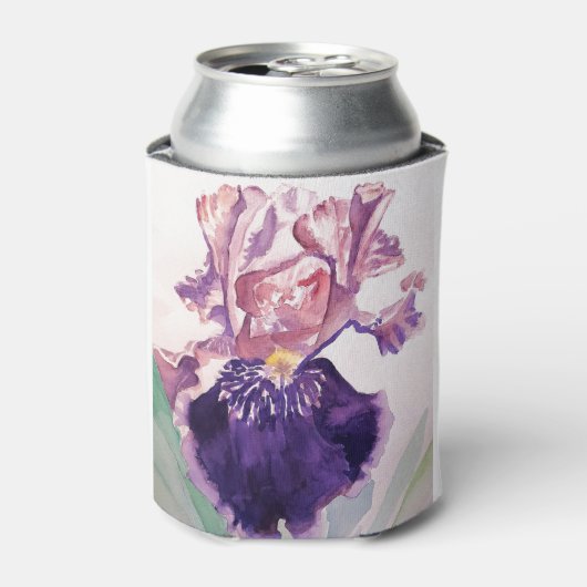Glorioues Paarse Iris Waterverf Painting Blikjeskoeler (Blikje Voorkant)