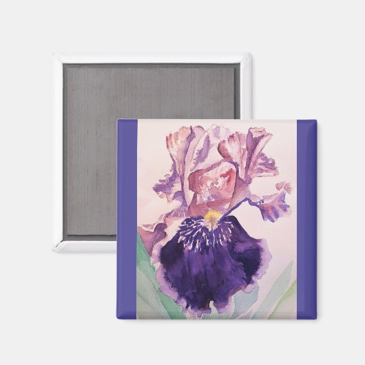 Glorioues Paarse Iris Waterverf Painting Magneet (Voorkant / Achterkant)