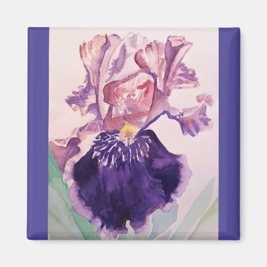 Glorioues Paarse Iris Waterverf Painting Magneet (Voorkant)