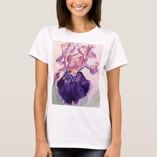 Glorioues Paarse Iris Waterverf Painting T-shirt (Voorkant)