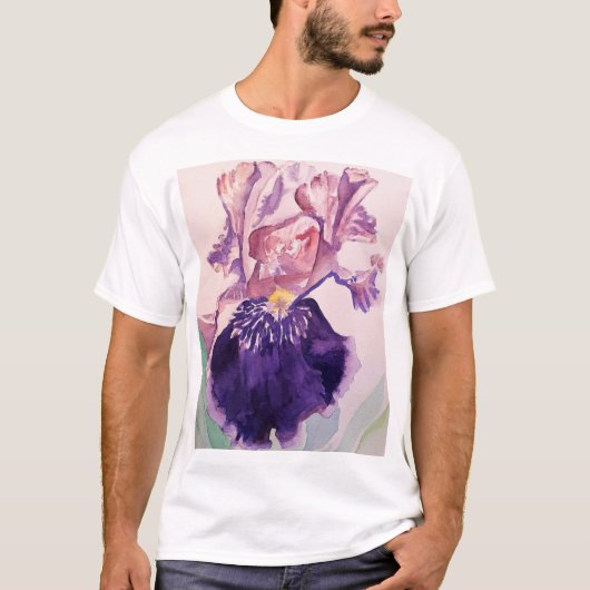 Glorioues Paarse Iris Waterverf Painting T-shirt (Voorkant)