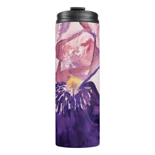 Glorioues Paarse Iris Waterverf Painting Thermosbeker (Voorkant)
