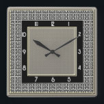 Glorious Art Deco Vierkante Klok<br><div class="desc">Ik hield van het maken van deze muurklok. Ik gebruikte een kunstdecopatroon voor de grens en voegde een slim zwart vierkant toe voor het centrum en andere elementen om samen te voegen om deze mooie muurklok te maken. Ik hoop dat je het net zo leuk vindt als ik. Dit zou...</div>