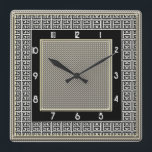 Glorious Art Deco Vierkante Klok<br><div class="desc">Ik hield van het maken van deze muurklok. Ik gebruikte een kunstdecopatroon voor de grens en voegde een slim zwart vierkant toe voor het centrum en andere elementen om samen te voegen om deze mooie muurklok te maken. Ik hoop dat je het net zo leuk vindt als ik. Dit zou...</div>
