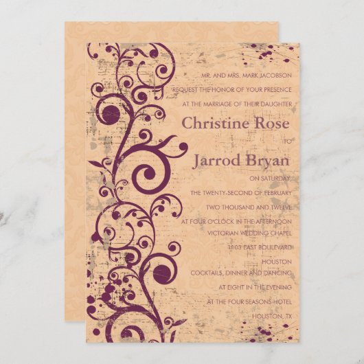 Glorious  bruiloft-uitnodiging kaart (Voorkant / Achterkant)