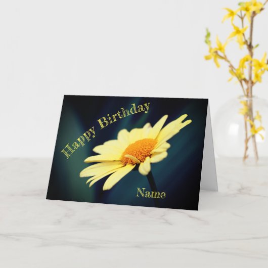 Glorious Daisy Flower Personalized Birthday Kaart (Gele Bloem)