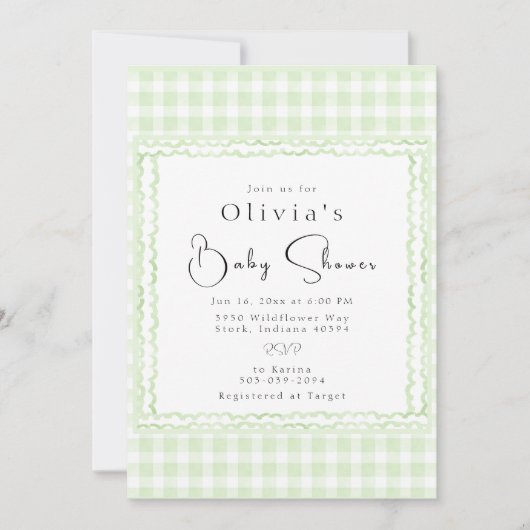 Glorious Gingham Baby shower Kaart (Voorkant)