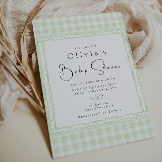 Glorious Gingham Baby shower Kaart