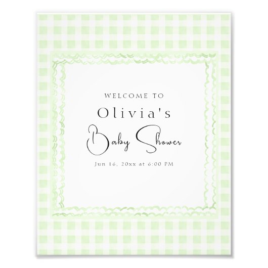 Glorious Gingham Baby shower Welkom Poster (Voorkant)