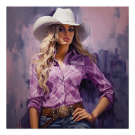 Glorious Gingham: Cowgirl kunst aan de muur Perfect Poster