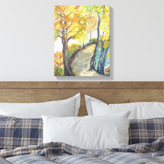 Glorious Golden Autumn Landscape van Waterverf Canvas Afdruk (Insitu (Slaapkamer))
