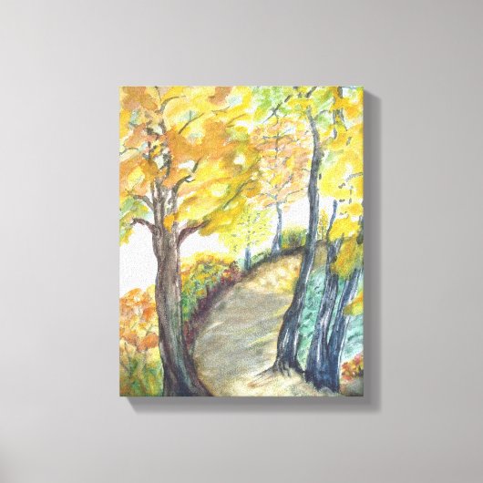 Glorious Golden Autumn Landscape van Waterverf Canvas Afdruk (Voorkant)