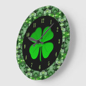 Glorious Green Abstract Pattern Shamrock Clock Grote Klok (Hoek)