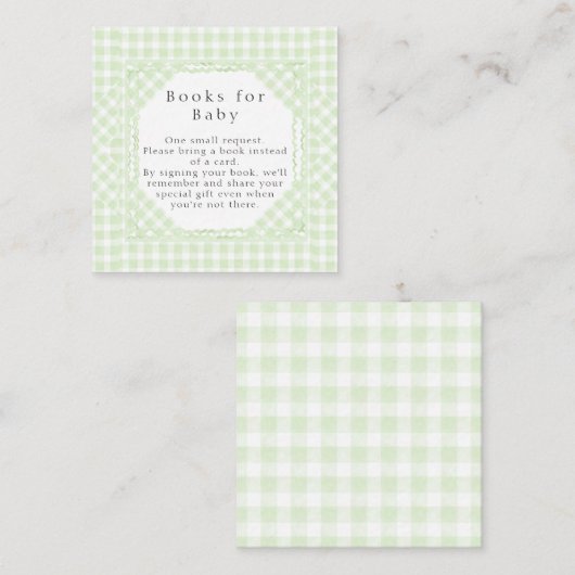 Glorious Green Gingham boeken voor Baby Notitiekaartje (Voorkant / Achterkant)