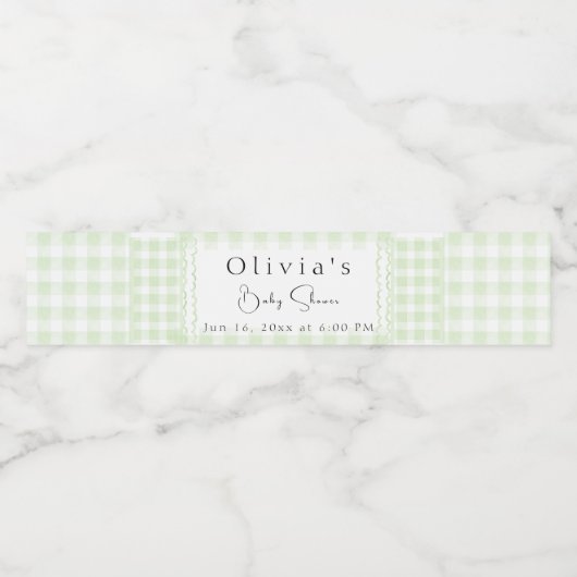 Glorious Green Gingham waterfles Waterfles Etiket (Enkel label)