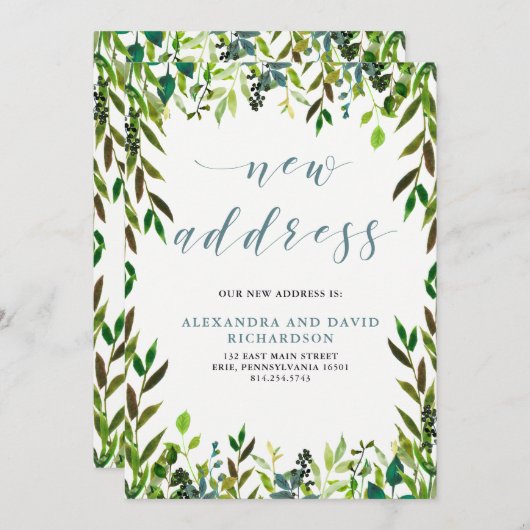 Glorious Greenery | Nieuw adres Aankondiging (Voorkant / Achterkant)