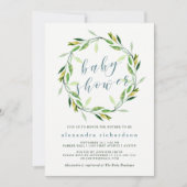 Glorious Greenery Wreath | Uitnodiging tot Baby sh (Voorkant)