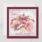 Glorious Hibiscus Party Invitation Kaart (Voorkant)