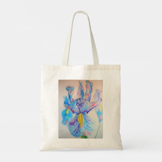Glorious Paars Iris Waterverf Floral Painting Tote Bag (Achterkant)