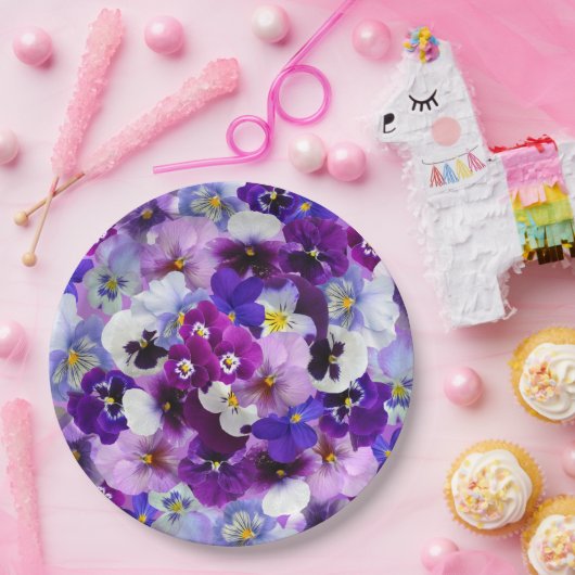 Glorious Pansies Papieren Bordje (Feest)