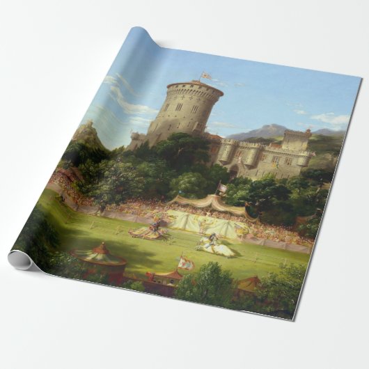 Glorious Past (Medieval Castle & Jousting Knight) Cadeaupapier (Uitgerold)