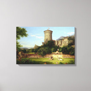 Glorious Past (Medieval Castle & Jousting Knight) Canvas Afdruk