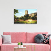 Glorious Past (Medieval Castle & Jousting Knight) Canvas Afdruk (Insitu (Woonkamer))