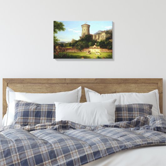 Glorious Past (Medieval Castle & Jousting Knight) Canvas Afdruk (Insitu (Slaapkamer))